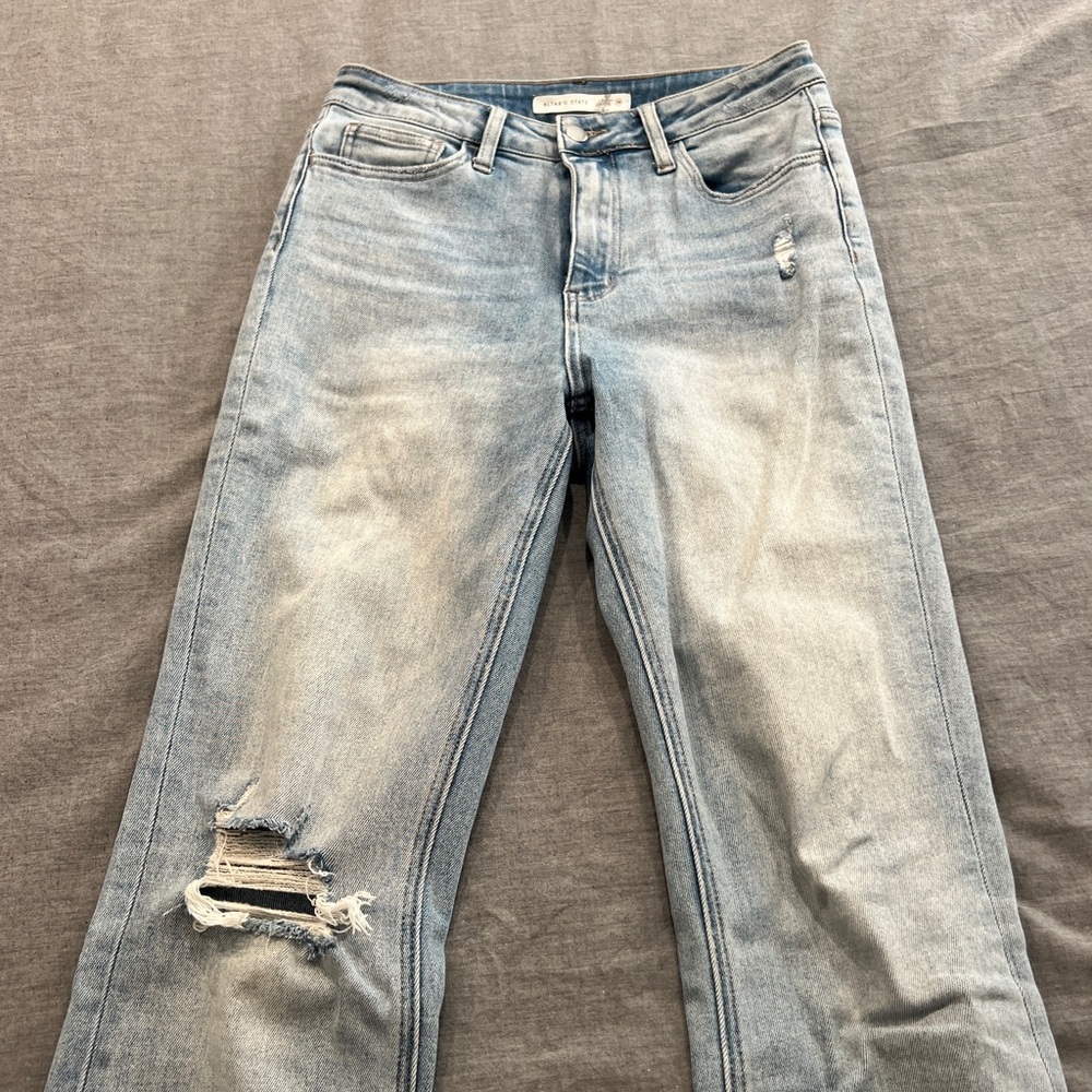 Altar'd State Light Blue Distressed Straight Leg Jeans